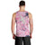 Pink Palaka Crane and Flowers Men Tank Top Japan Heritage Spirit - Polynesian Pride