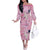 Pink Palaka Crane and Flowers Off The Shoulder Long Sleeve Dress Japan Heritage Spirit - Polynesian Pride