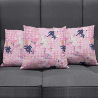 Pink Palaka Crane and Flowers Pillow Cover Japan Heritage Spirit - Polynesian Pride