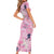 Pink Palaka Crane and Flowers Short Sleeve Bodycon Dress Japan Heritage Spirit - Polynesian Pride