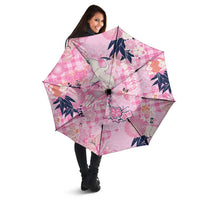 Pink Palaka Crane and Flowers Umbrella Japan Heritage Spirit - Polynesian Pride