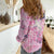 Pink Palaka Crane and Flowers Women Casual Shirt Japan Heritage Spirit - Polynesian Pride
