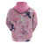 Pink Palaka Crane and Flowers Zip Hoodie Japan Heritage Spirit - Polynesian Pride