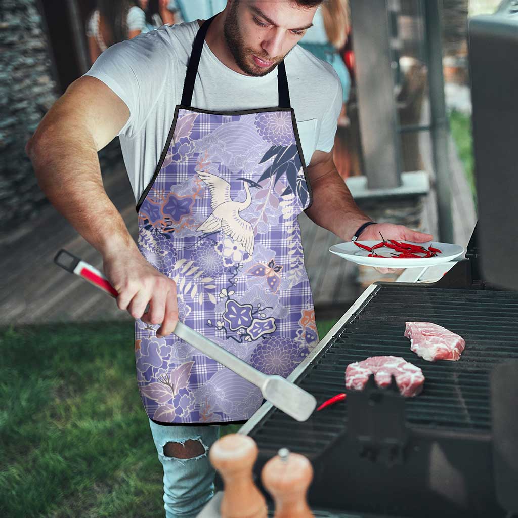 Purple Palaka Crane and Flowers Apron Japan Heritage Spirit - Polynesian Pride