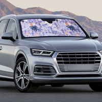 Purple Palaka Crane and Flowers Auto Sun Shade Japan Heritage Spirit - Polynesian Pride