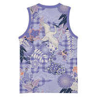 Purple Palaka Crane and Flowers Basketball Jersey Japan Heritage Spirit LT9 - Polynesian Pride