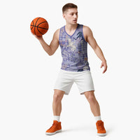 Purple Palaka Crane and Flowers Basketball Jersey Japan Heritage Spirit LT9 - Polynesian Pride
