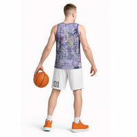 Purple Palaka Crane and Flowers Basketball Jersey Japan Heritage Spirit LT9 - Polynesian Pride