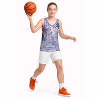 Purple Palaka Crane and Flowers Basketball Jersey Japan Heritage Spirit LT9 - Polynesian Pride
