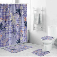 Purple Palaka Crane and Flowers Bathroom Set Japan Heritage Spirit - Polynesian Pride