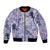 Purple Palaka Crane and Flowers Bomber Jacket Japan Heritage Spirit - Polynesian Pride