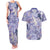 Purple Palaka Crane and Flowers Couples Matching Tank Maxi Dress and Hawaiian Shirt Japan Heritage Spirit - Polynesian Pride