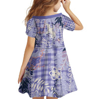 Purple Palaka Crane and Flowers Family Matching Off Shoulder Maxi Dress and Hawaiian Shirt Japan Heritage Spirit - Polynesian Pride