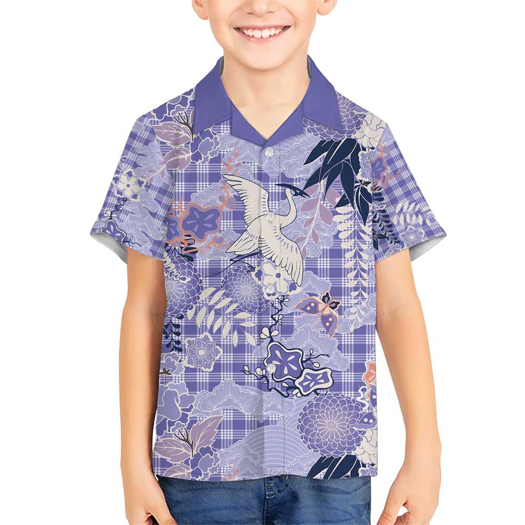Purple Palaka Crane and Flowers Hawaiian Shirt Japan Heritage Spirit - Polynesian Pride