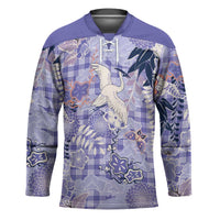 Purple Palaka Crane and Flowers Hockey Jersey Japan Heritage Spirit - Polynesian Pride