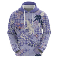 Purple Palaka Crane and Flowers Hoodie Japan Heritage Spirit - Polynesian Pride
