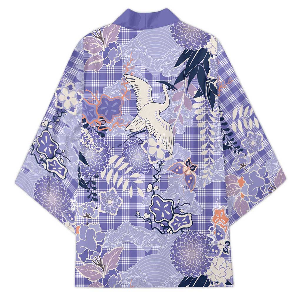 Purple Palaka Crane and Flowers Kimono Japan Heritage Spirit - Polynesian Pride