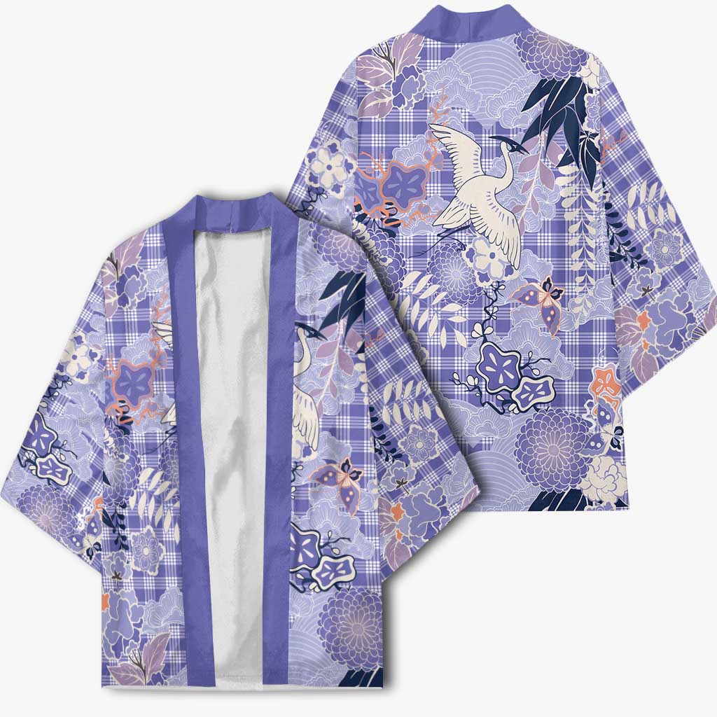 Purple Palaka Crane and Flowers Kimono Japan Heritage Spirit - Polynesian Pride