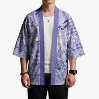 Purple Palaka Crane and Flowers Kimono Japan Heritage Spirit - Polynesian Pride