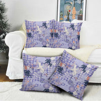 Purple Palaka Crane and Flowers Pillow Cover Japan Heritage Spirit - Polynesian Pride