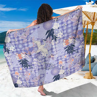 Purple Palaka Crane and Flowers Sarong Japan Heritage Spirit - Polynesian Pride
