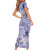 Purple Palaka Crane and Flowers Short Sleeve Bodycon Dress Japan Heritage Spirit - Polynesian Pride