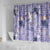 Purple Palaka Crane and Flowers Shower Curtain Japan Heritage Spirit - Polynesian Pride