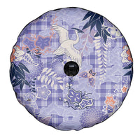 Purple Palaka Crane and Flowers Spare Tire Cover Japan Heritage Spirit - Polynesian Pride