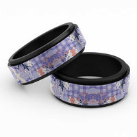 Purple Palaka Crane and Flowers Spinner Ring Japan Heritage Spirit - Polynesian Pride