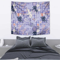 Purple Palaka Crane and Flowers Tapestry Japan Heritage Spirit - Polynesian Pride