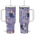 Purple Palaka Crane and Flowers Tumbler With Handle Japan Heritage Spirit - Polynesian Pride