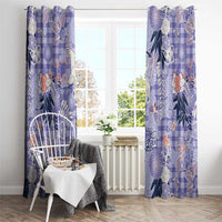Purple Palaka Crane and Flowers Window Curtain Japan Heritage Spirit - Polynesian Pride
