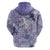Purple Palaka Crane and Flowers Zip Hoodie Japan Heritage Spirit - Polynesian Pride
