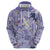 Purple Palaka Crane and Flowers Zip Hoodie Japan Heritage Spirit - Polynesian Pride