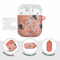Red Palaka Crane and Flowers AirPods Case Japan Heritage Spirit - Polynesian Pride
