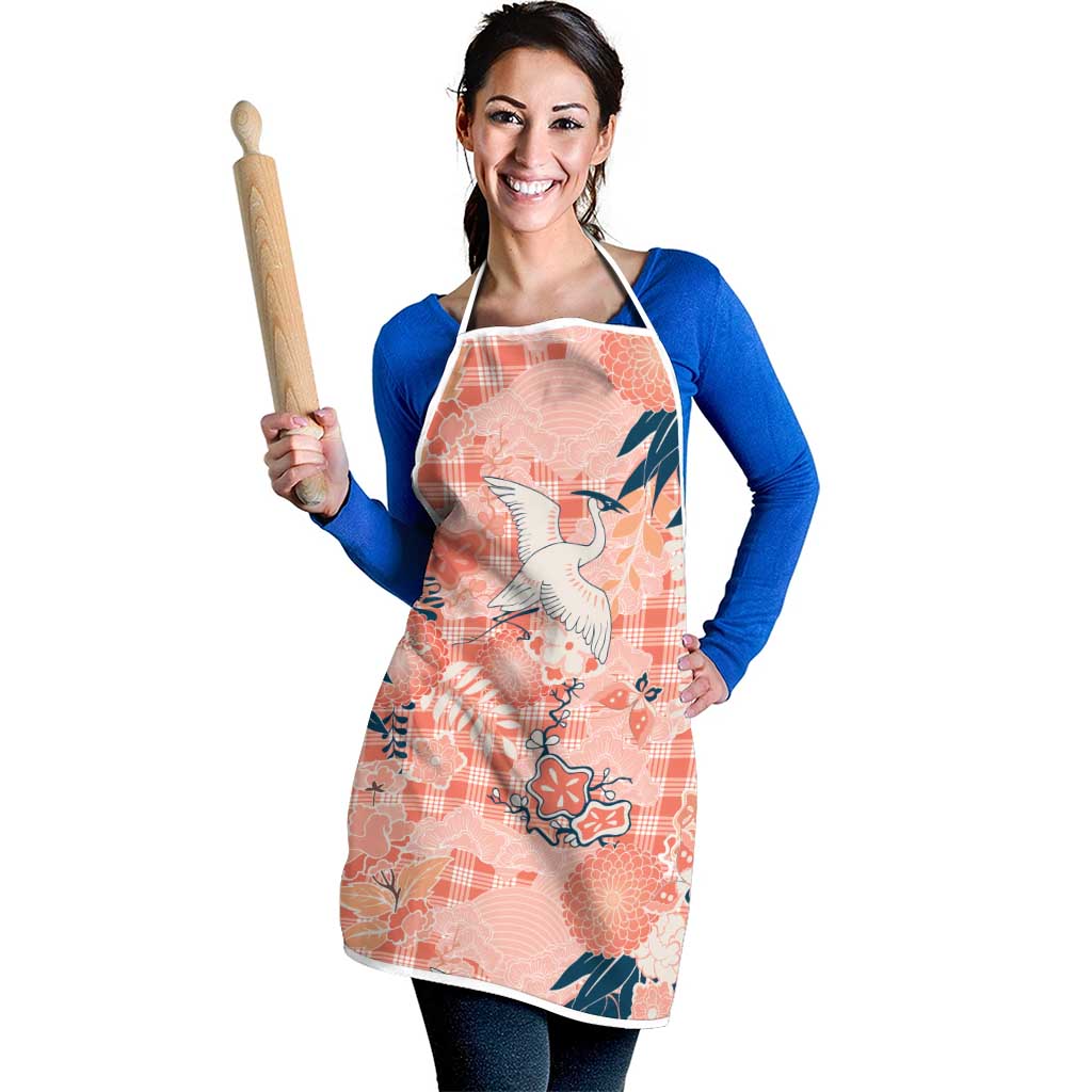 Red Palaka Crane and Flowers Apron Japan Heritage Spirit - Polynesian Pride