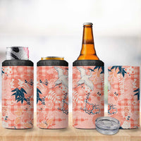 Red Palaka Crane and Flowers 4 in 1 Can Cooler Tumbler Japan Heritage Spirit - Polynesian Pride