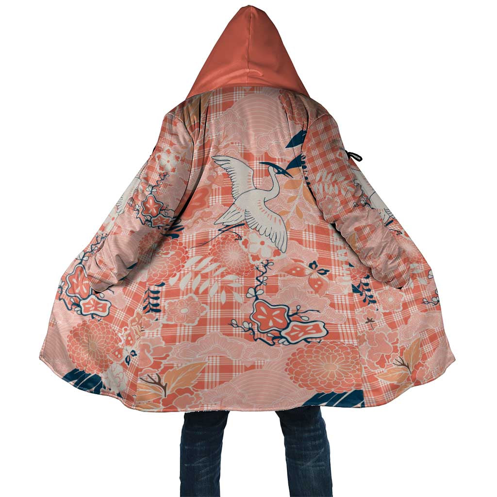 Red Palaka Crane and Flowers Cloak Japan Heritage Spirit - Polynesian Pride