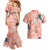 Red Palaka Crane and Flowers Couples Matching Mermaid Dress and Hawaiian Shirt Japan Heritage Spirit - Polynesian Pride