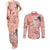 Red Palaka Crane and Flowers Couples Matching Tank Maxi Dress and Long Sleeve Button Shirt Japan Heritage Spirit - Polynesian Pride