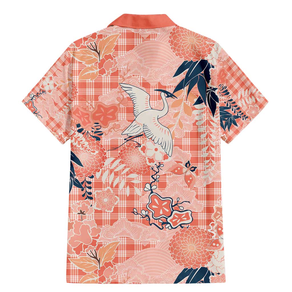 Red Palaka Crane and Flowers Family Matching Mermaid Dress and Hawaiian Shirt Japan Heritage Spirit - Polynesian Pride
