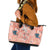 Red Palaka Crane and Flowers Leather Tote Bag Japan Heritage Spirit - Polynesian Pride