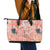 Red Palaka Crane and Flowers Leather Tote Bag Japan Heritage Spirit - Polynesian Pride
