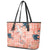 Red Palaka Crane and Flowers Leather Tote Bag Japan Heritage Spirit - Polynesian Pride