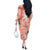 Red Palaka Crane and Flowers Off The Shoulder Long Sleeve Dress Japan Heritage Spirit - Polynesian Pride