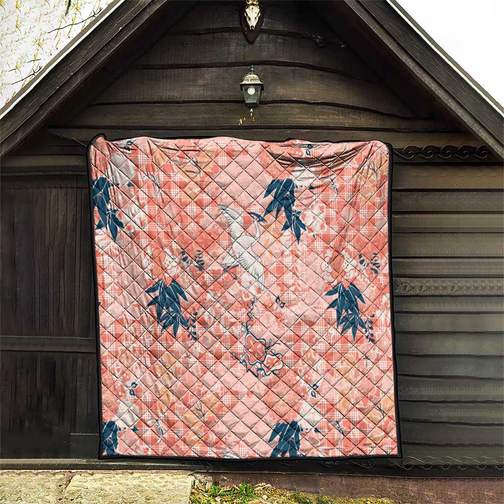 Red Palaka Crane and Flowers Quilt Japan Heritage Spirit - Polynesian Pride