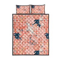Red Palaka Crane and Flowers Quilt Bed Set Japan Heritage Spirit - Polynesian Pride
