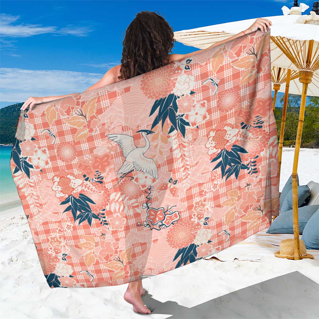 Red Palaka Crane and Flowers Sarong Japan Heritage Spirit - Polynesian Pride