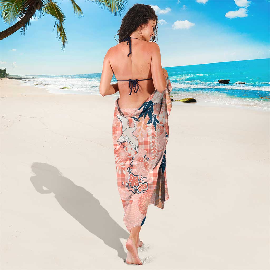 Red Palaka Crane and Flowers Sarong Japan Heritage Spirit - Polynesian Pride