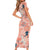 Red Palaka Crane and Flowers Short Sleeve Bodycon Dress Japan Heritage Spirit - Polynesian Pride